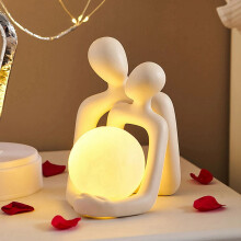 Abajur de mesa com estátua de casal nórdico, acessório de decoração para quarto, decoração estética de Natal para casa, branco.