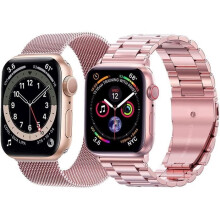 2er-Pack kompatible Apple Watch-Armbänder 42/44/45/49 mm, Edelstahl-Metall für iWatch SE Serie 9, 8, 7, 6, 5, 4, 3, 2, 1, Ultra 2