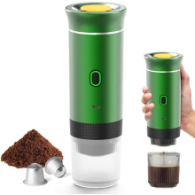 Kaffeemaschine mit mehreren Kapseln, Espressomaschine, selbsterwärmend, kleine Kapseln, tragbare Kaffeemaschine für das Büro – Grün