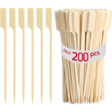 Bambus-Grillspieße, 200 Stück, Bambusspieße, flache Spieße (200 Stück, 18 cm)