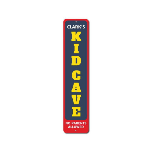 Kid Cave Metal Sign 16" x 4"