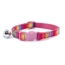 Ancol Cat Collar Pink Rainbow Patterned - Comfortable Pet Accessory with Break Away Buckle - Kitten Training Walking Neckband