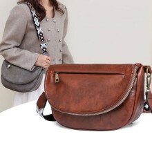 Schicke Vintage Damen-Gürteltasche – INSFITY – Dunkelbraun – Kunstleder – Schultergurt mit Reißverschluss