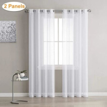 Transparente Vorhänge – FOLAYA – 2er-Set – Weiß – 140 cm x 240 cm – Ösen