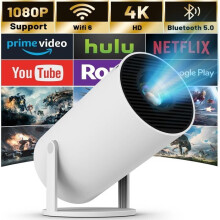 Tragbarer Mini-Bluetooth-Autoprojektor, 1080P-Smart-Videoprojektor, 4K-Full-HD-Unterstützung, mit Wifi 6, Bt 5.0