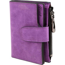 Retro-Damenbrieftasche – Marke – Modell – Kunstleder – Lila – Knopf