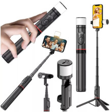 Selfie Stick Stativ Telefonhalter LED-Licht + Bluetooth-Fernbedienung