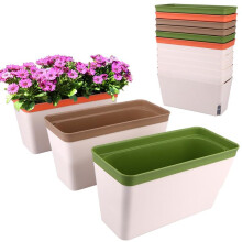 6Pack Self Watering Plant Pots 10.5 inch Windowsill Herb Planter Box Indoor Modern Plastic Plant Pots Planters with Water Level Window Drainage Hole