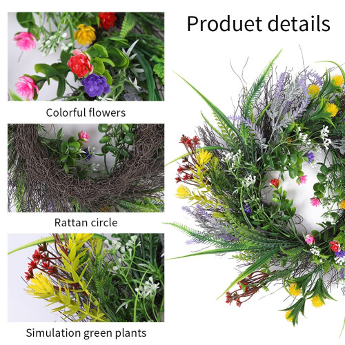 Wildflower Wreath Artificial Spring Garland 45cm 1