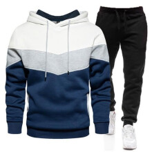 Herren-Trainingsanzug – 2-teiliges Set – Kapuzenpullover – Trainingshose – weiße Baumwolle