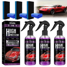 3PCS Hochschutz-3-in-1-Autospray, Autokeramikbeschichtung, Autokristallbeschichtungsspray für Autoreiniger