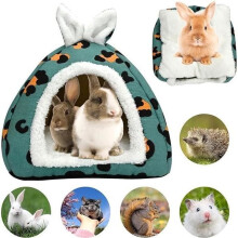 Winterhaus für Kleintiere, Meerschweinchenbett, Plüsch-Nesthaus, Kaninchen-Hamster-Hängematte (blau)