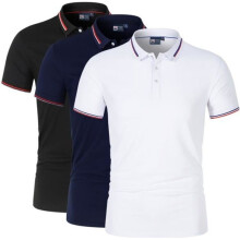 Herren-Sport-Poloshirt – 3er-Pack – kurze Ärmel – schnell trocknend und atmungsaktiv – Schwarz, Blau, Weiß