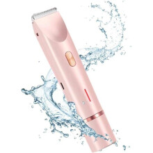 All-in-One-Elektrorasierer und Trimmer für Frauen, wiederaufladbarer 2-in-1-Elektrorasierer, wasserdicht und doppelköpfig (Rosa)