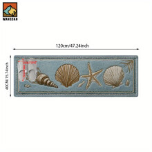 (120cm*40cm(47.24in*15.74in)) 2D Flat, 2D Flat, 1pc 2D Flat Starfish And Shells Patterned Bathroom Anti-Slip Mat, Flannel Material, Fluffy