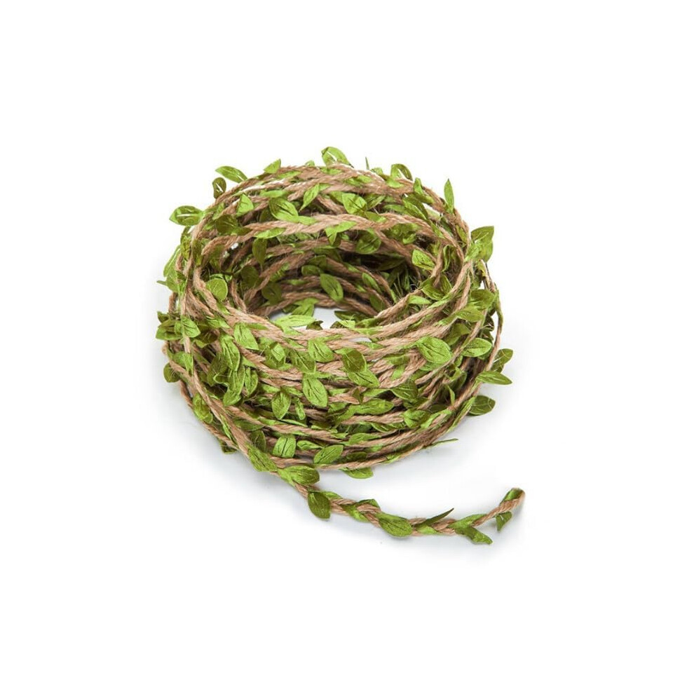 Restalladnwest Green Leaves Jute Twine String - Natural Jute Twine Leaf Rope 5M Wedding Party Favor Home Garden Decoration