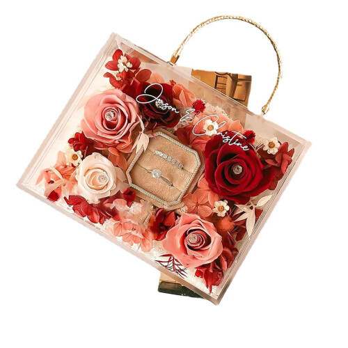 Clear Acrylic Flower Display Box with Handle 2