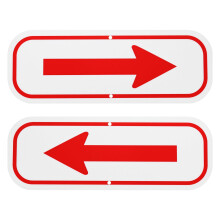 M METERXITY 2-Pack Red Arrow Signs, 9.84 x 3.54 Aluminum Reflective One-way Arrow Sign for Outdoor Lawn Garden Ground Decorations, Street Sign