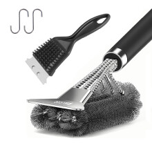 BELICOO BBQ Cleaning Brush & Scraper 2 Pack, 18'' Stainless Steel Barbecue Wire Brush & 1 Small Grill Brush for Outdoor Charcoal/Electric/Gas Grill