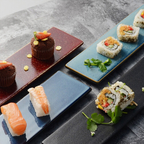 Black Ceramic Sushi Serving Tray 33.2cm 1