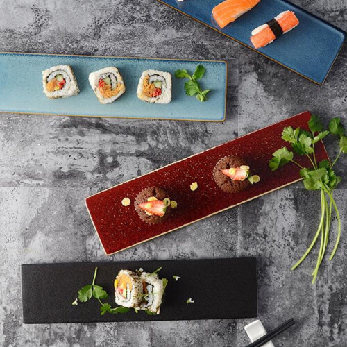 Black Ceramic Sushi Serving Tray 33.2cm 2