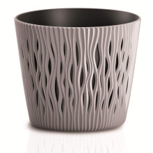 Prosperplast Sandy Round Flower Pot Planter 2-in-1 incl. Round Plastic Plant Pot (128 mm, Mocha)