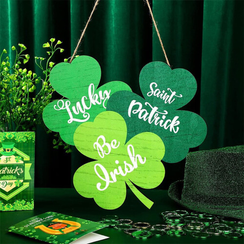 Träskylt med klöver för St Patrick's Day 1