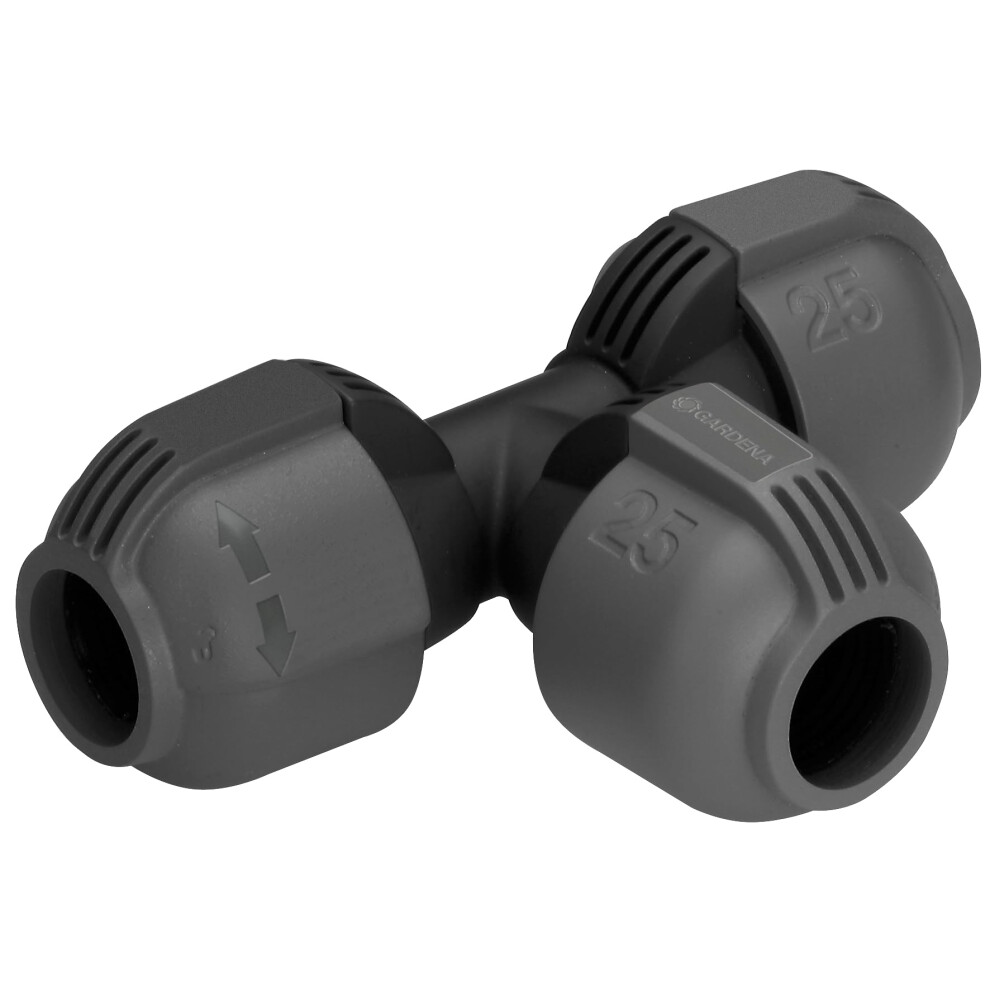 Gardena Sprinklersystem T-Joint: Connecting Piece For Connecting Pipe Branching, 25 Mm, Compatible With Connecting Pipe 25 Mm, Tool-Free