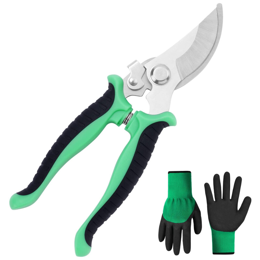 Offcup Garden Secateurs, Florist Scissors, Bypass Pruning Shears Professional Secateurs Pruning Scissors Snips With Gloves, Trimmer, Clippers With 5051225555597
