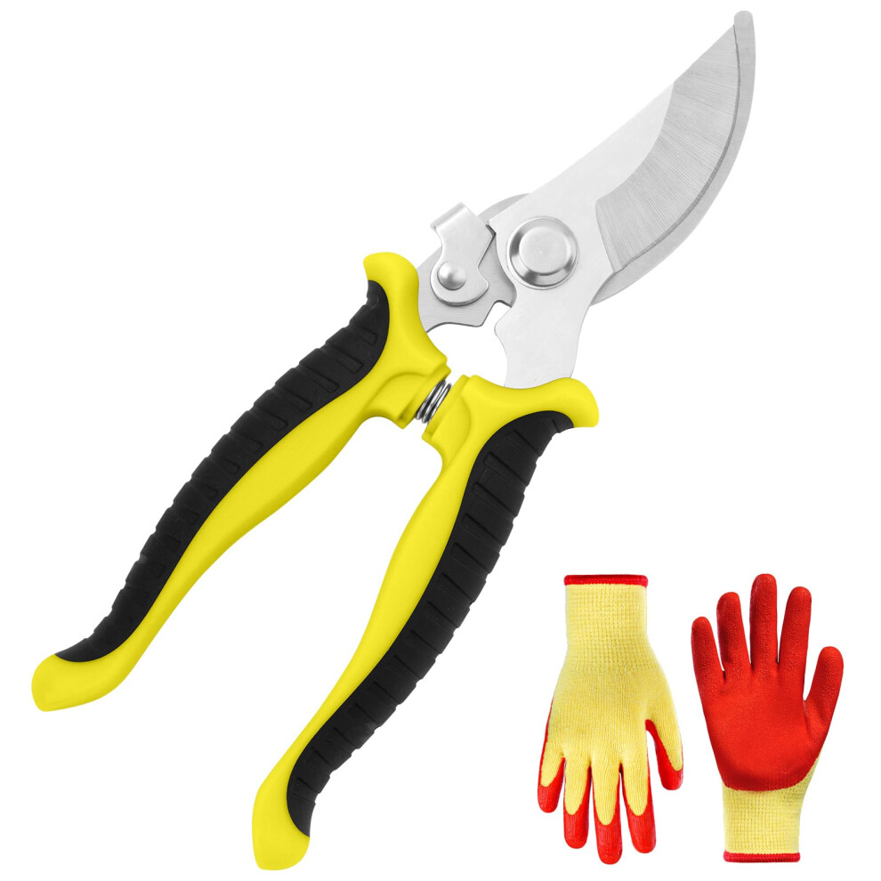 Offcup Garden Secateurs, Florist Scissors, Bypass Pruning Shears Professional Secateurs Pruning Scissors Snips With Gloves, Trimmer, Clippers With 5051225555405