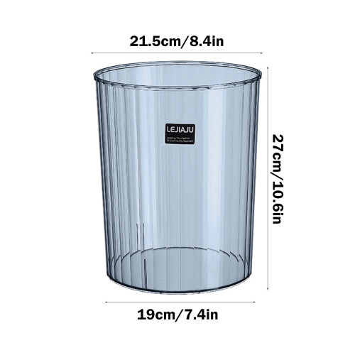 12L Translucent ABS Waste Bin - Modern Bedroom Trash Can 2