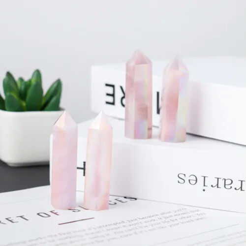 RSAMD Pink Rose Quartz Crystal Stone, Hexagonal, 6-7cm 1