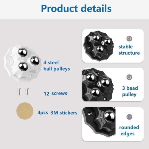 Möbelrolle – Mini – Universal – drehbar – Weiß – 4er-Set 2