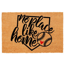 Funny Coir Doormat No Place Like Home Baseball Welcome Front Porch Decor Doormat for The Entrance Way Personalized Rugs with Heavy-Duty PVC Backing