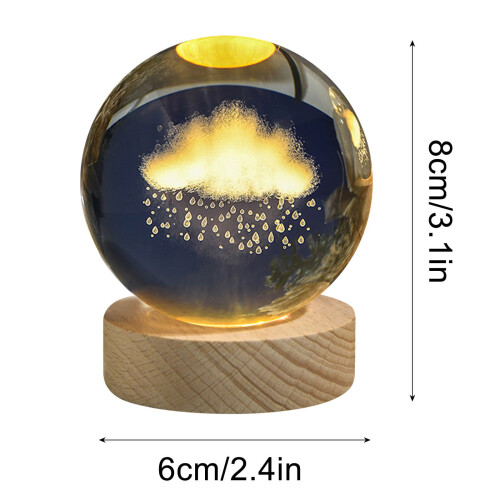 Lampada notturna Galaxy Crystal con base in legno 2