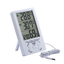 LCD-Digitalthermometer mit Sonde, Innen- und Außenhygrometer, Temperatur- und Luftfeuchtigkeitsmonitor – (weiß)