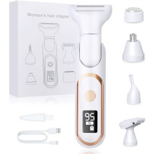 5-in-1-Elektro-Epilierer für Frauen, wasserdichter und schmerzfreier Elektrorasierer, wiederaufladbar (weiß)