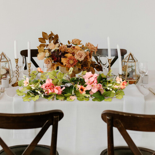 Artificial Flower Table Decoration with Candle Holder 2
