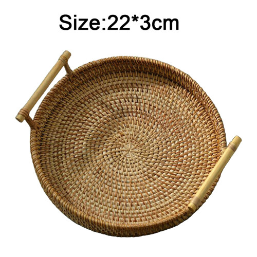 Handwoven Rattan Serving Basket with Handles 2
