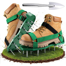 Ohuhu Lawn Aerator Shoes for Glass: Free-Installation Aeration Shoes with Stainless Steel Shovel, Heavy Duty Spike Aerating Sandals Lawn Equipment