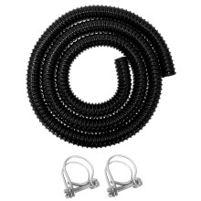 40mm (1.5") Flexible Corrugated Black Pond Pipe with 2 x Matching Hose Clips, Suitable for Pond Pumps,Filters,Waterfalls and Water Features (2m