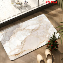 (40*60cm/15.75*23.62inch, 1pc) 2D Flat, 2D Flat, 1pc Luxury Light Brown Marble Pattern Diatomaceous Earth Bathroom Mat