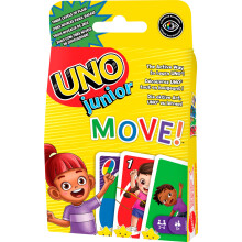 Mattel Games UNO Junior Move Kids Card Game with Action Rules for Family Night, Game Night, Travel, Camping and Party, UNO Cards, HNN03