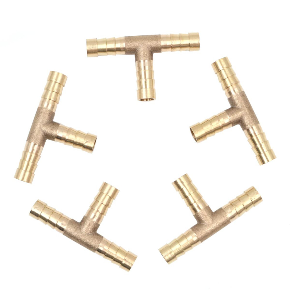 Hsthe Sea Lot De 5 Raccords De Tuyau En Laiton 10 Mm Ou 39/100" - 3 Voies En Forme De T - Raccord Pour Tuyau D'air De Carburant - Connecteur En T 5051225626112