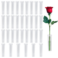 33 Pcs Flower Water Tubes, Reusable Plastic Floral Water Tubes with Silicone Caps, Clear Flower Storage Vials for Keeping Plants Flower Fresh Flower