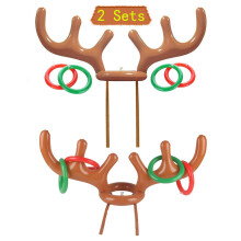 Christmas Ring Toss Games,2Set Inflatable Reindeer Antler Hat with 8Rings,Christmas Party Toss Games Props Xmas Hoopla Crackers Eve Box Filler for