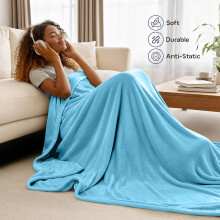 (Super King, Light Blue) BedLooms Luxury Faux Fur Fleece Blanket 310 GSM - Super Soft Plush Throw for Bed, Sofa & Couch