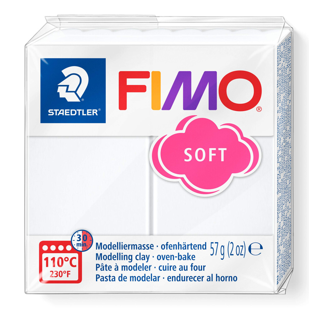 Staedtler 8020-0 Fimo Soft Oven-Hardening Polymer Modelling Clay - (1 X 57G Block) White