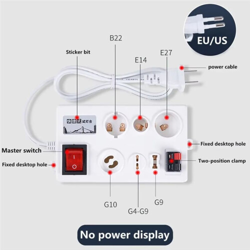 Multi-Interface Test Lamp Holder 12 Port Led Bulb Tester Versatile Led Lcd Tester for E27 B22 E14 Bulb Test EU Plug 2