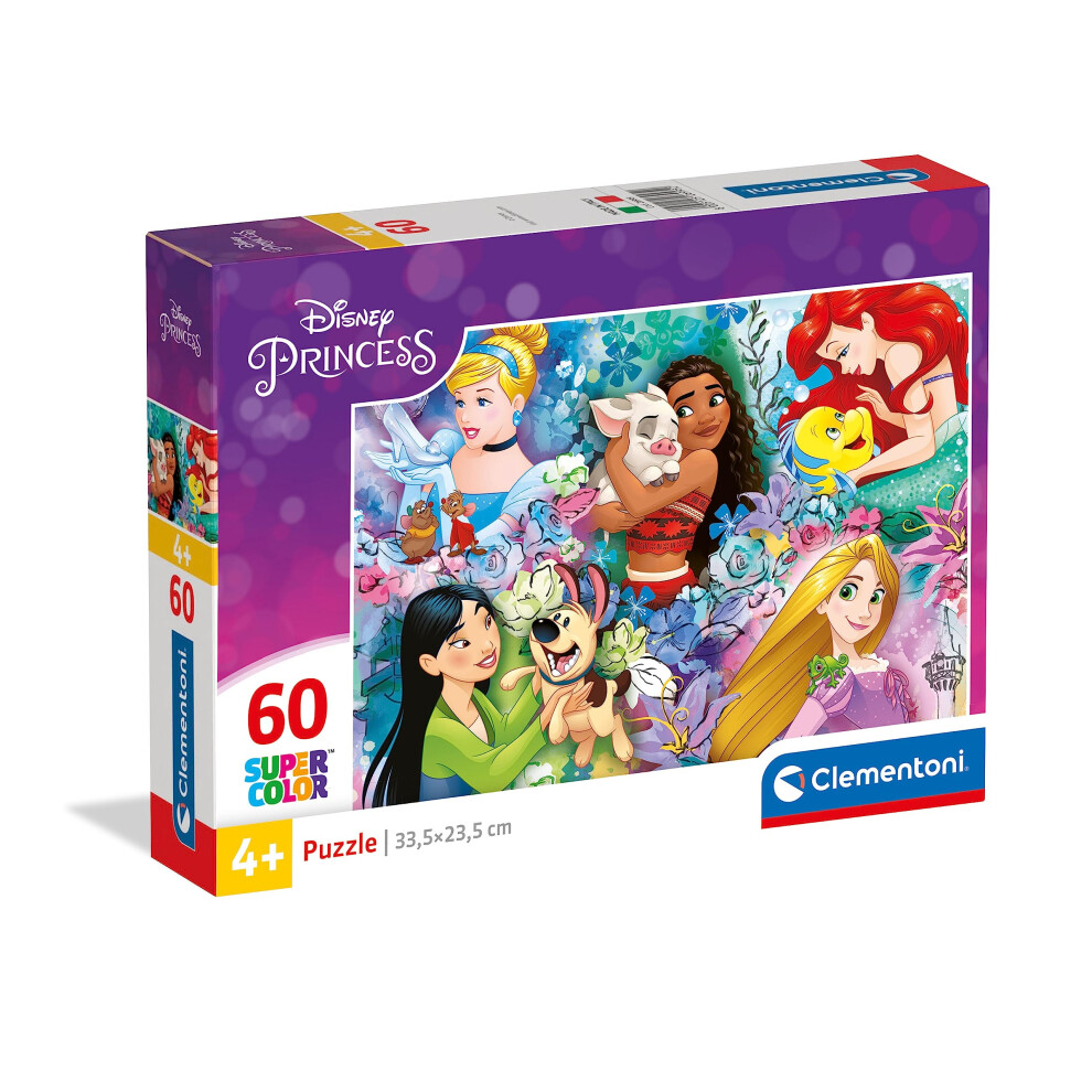 Clementoni - 26995 - Supercolor Puzzle - Disney Princess - 60 Pieces - Made In Italy - Jigsaw Puzzle Children Age 5+